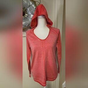 Tommy Bahama Coral V-Neck Hooded Long Sleeve Top